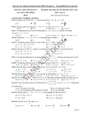 Bộ đề kiểm tra học kỳ 2 môn Toán Lớp 10 - Năm học 2016-2017 - Đặng Việt Đông